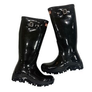 HUNTER Lug Sole Tall Glossy Wellies (Sz 37)